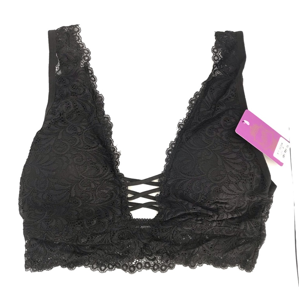 Lace bralette black padded